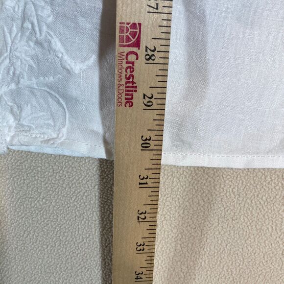 Liz Claiborne Linen Top 3X White Embroidery Button Up 3/4 Sleeve Country Coastal - Picture 3 of 10